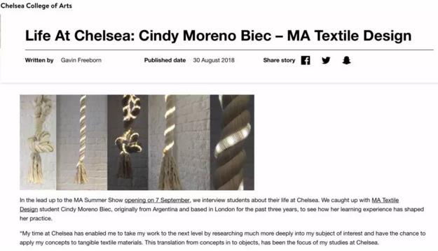 切爾西藝術設計學院校友Cindy個人主頁