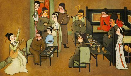 網友惡搞顧閎中《韓熙載夜宴圖》